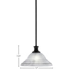 Stem One Light Pendant in Matte Black with 12" White Alabaster Swirl Shade