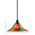 Stem One Light Pendant in Matte Black with 16" Mardi Gras Shade