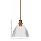 Carina One Light Pendant in New Age Brass with 10.75" Clear Ribbed Shade