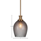 Zola One Light Pendant in New Age Brass with 7.5" Smoke Textured Shade
