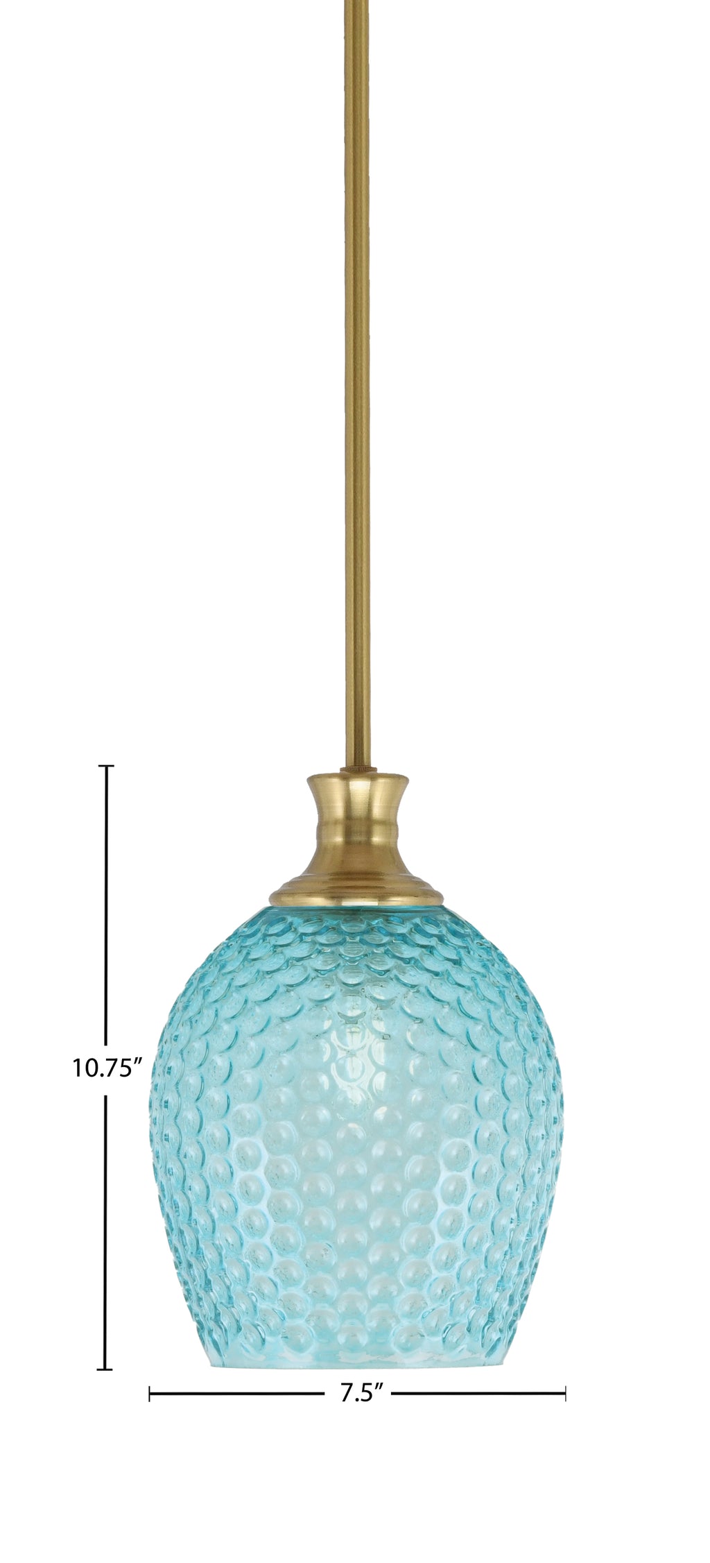 Zola One Light Pendant in New Age Brass with 7.5" Turquoise Textured Shade