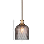 Zola One Light Pendant in New Age Brass with 7" Smoke Textured Shade