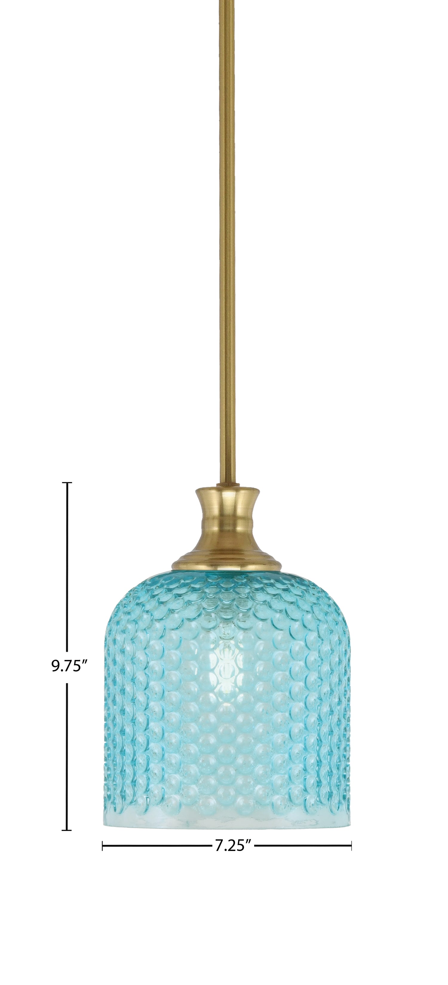 Zola One Light Pendant in New Age Brass with 7" Turquoise Textured Shade