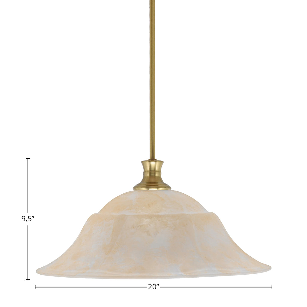 Stem One Light Pendant in New Age Brass with 20" Amber Marble Shade