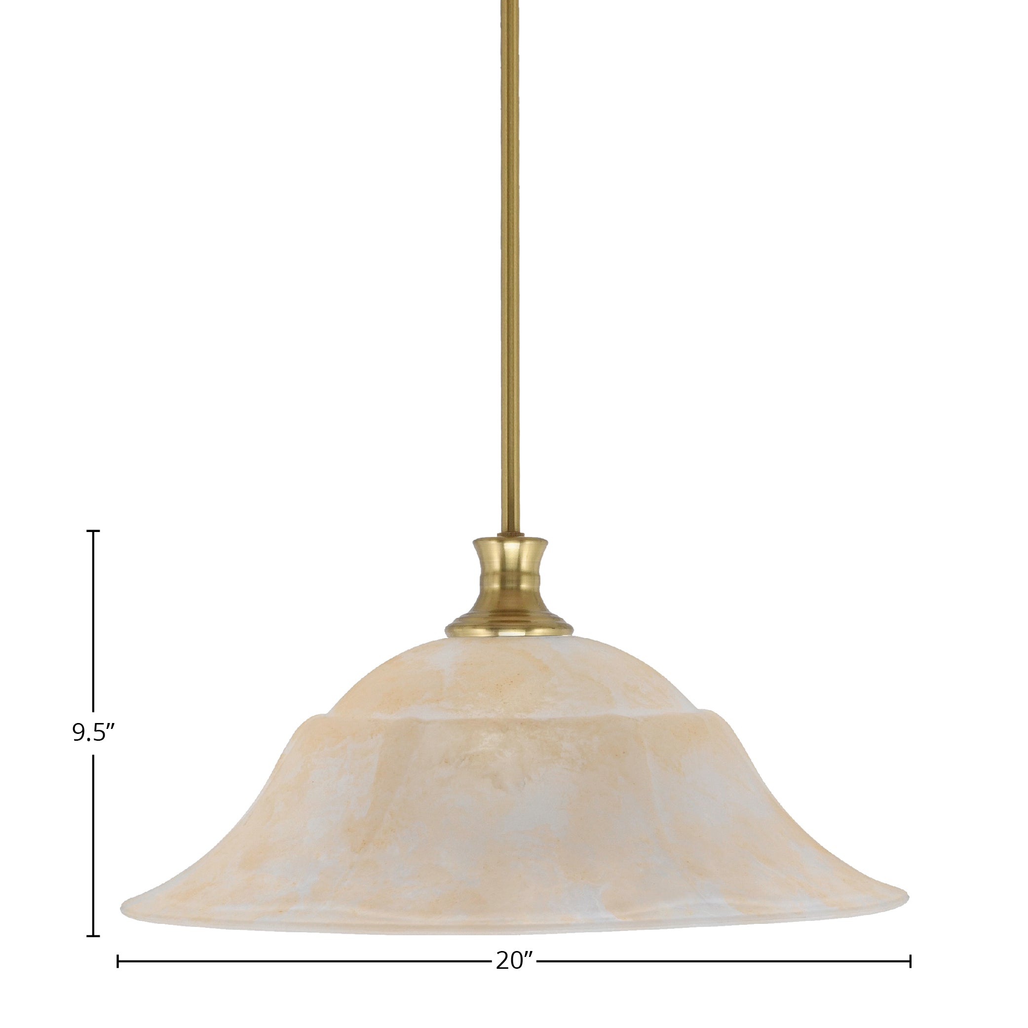 Stem One Light Pendant in New Age Brass with 20" Amber Marble Shade
