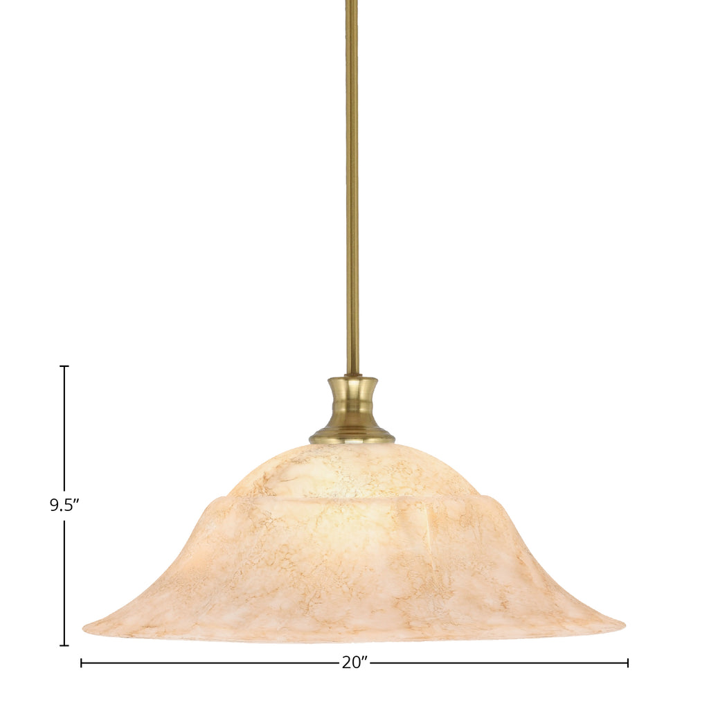 Stem One Light Pendant in New Age Brass with 20" Italian Marble Shade