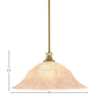 Stem One Light Pendant in New Age Brass with 20" Italian Marble Shade