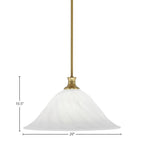 Stem One Light Pendant in New Age Brass with 20" White Alabaster Swirl Shade