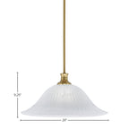Stem One Light Pendant in New Age Brass with 20" White Alabaster Swirl Shade