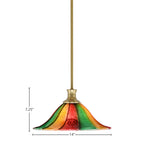Stem One Light Pendant in New Age Brass with 14" Mardi Gras Shade