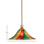 Stem One Light Pendant in New Age Brass with 16" Mardi Gras Shade