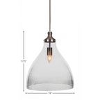 Juno One Light Pendant in Brushed Nickel with 16" Clear Bubble Shade