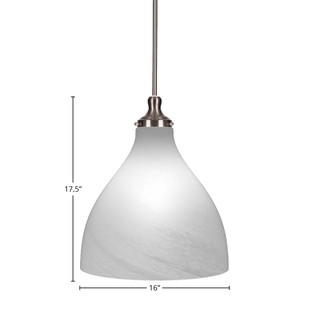 Juno One Light Pendant in Brushed Nickel with 16" White Marble Shade