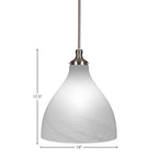 Juno One Light Pendant in Brushed Nickel with 16" White Marble Shade