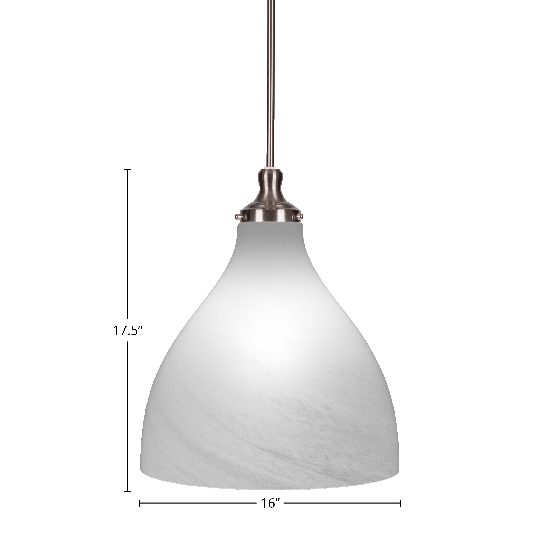 Juno One Light Pendant in Brushed Nickel with 16" White Marble Shade
