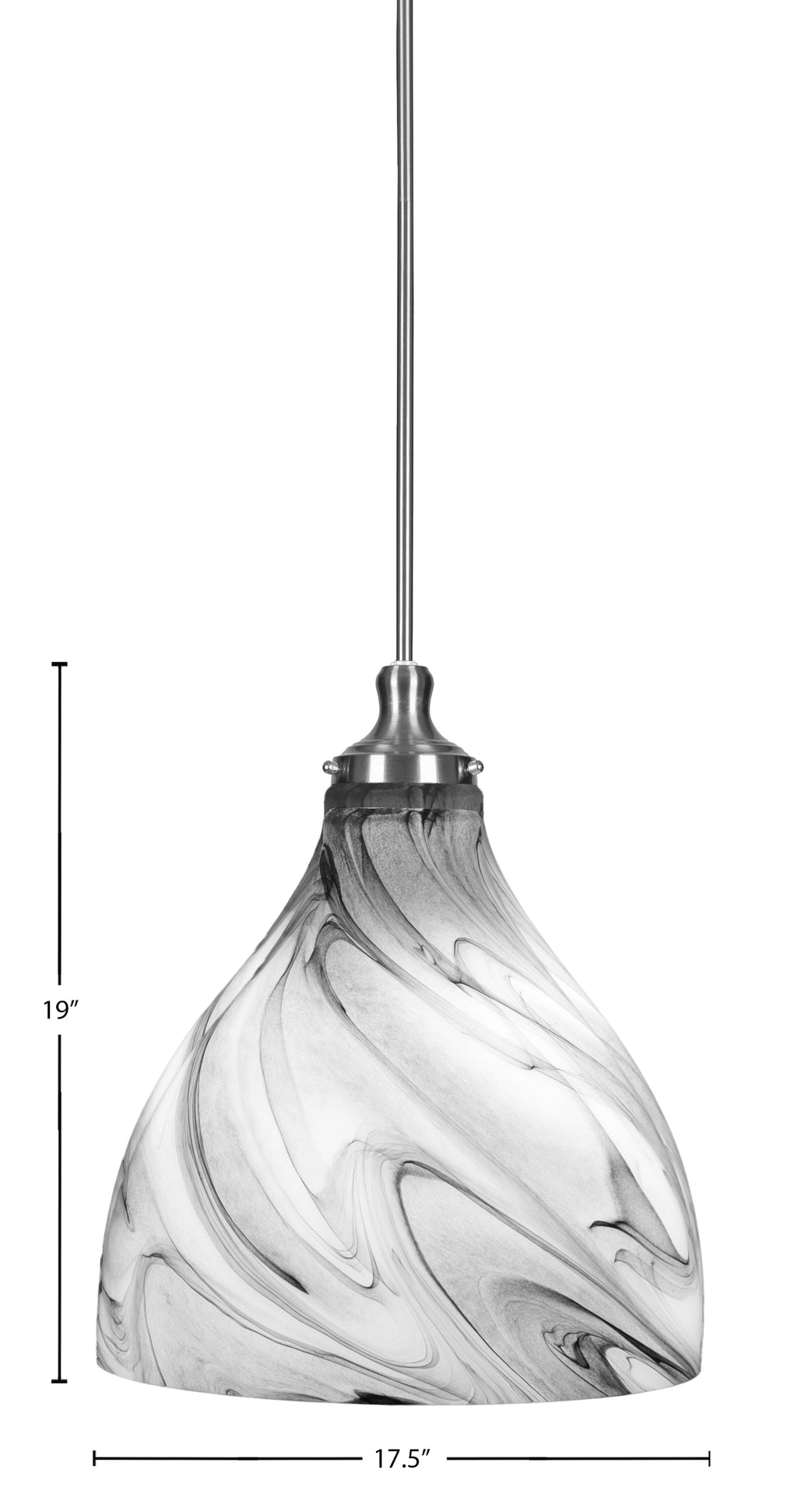 Juno One Light Pendant in Brushed Nickel with 16" Onyx Swirl Shade