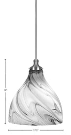 Juno One Light Pendant in Brushed Nickel with 16" Onyx Swirl Shade