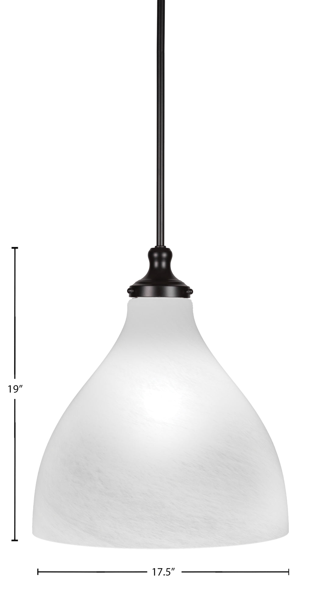 Juno One Light Pendant in Matte Black with 16" White Marble Shade