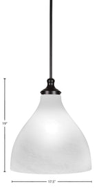 Juno One Light Pendant in Matte Black with 16" White Marble Shade