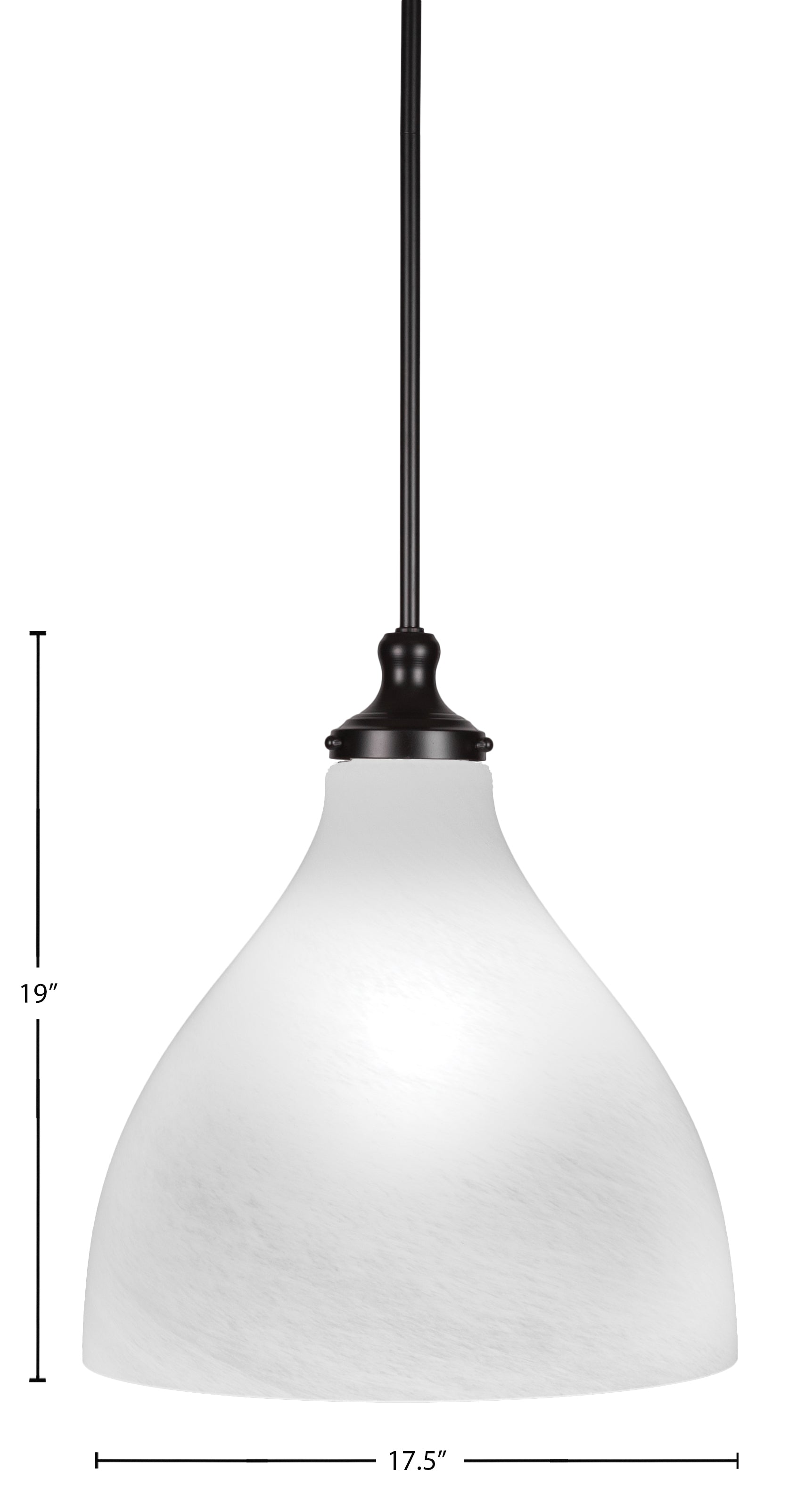 Juno One Light Pendant in Matte Black with 16" White Marble Shade