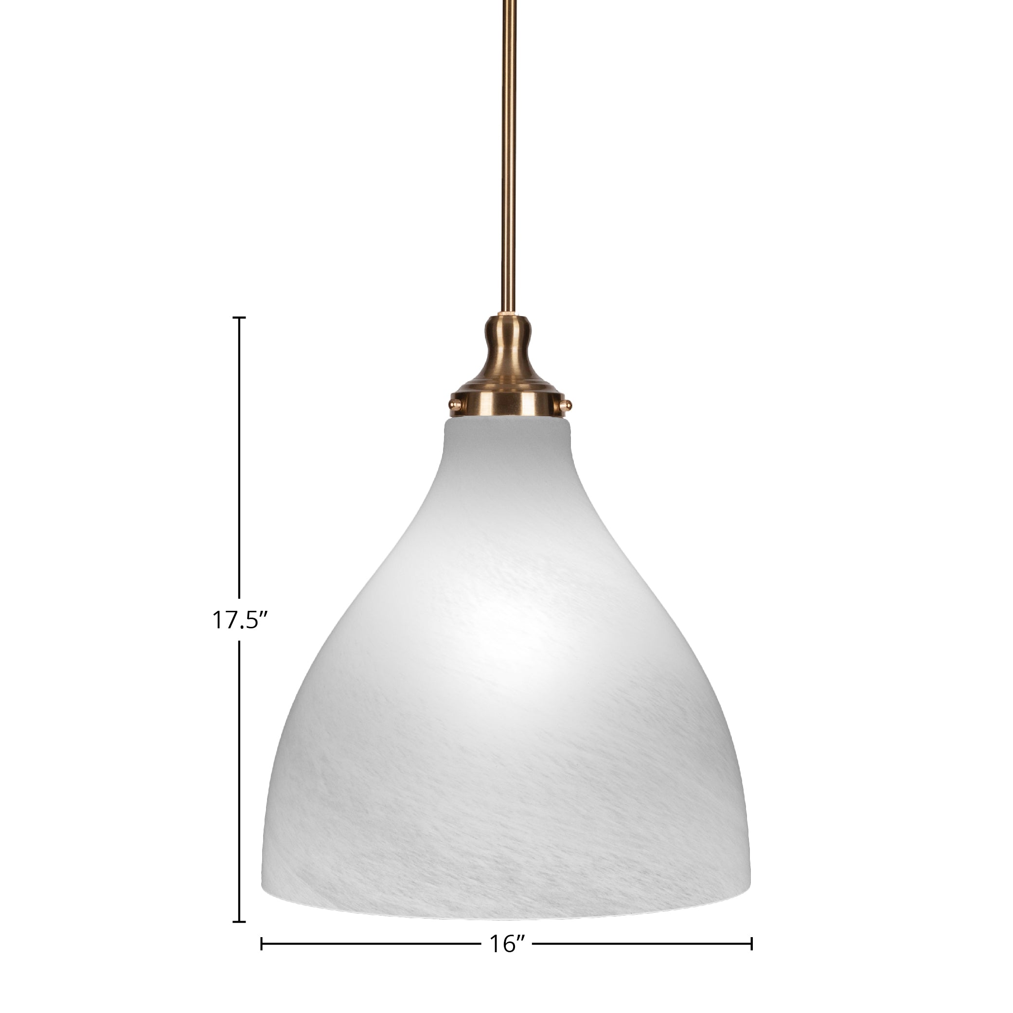 Juno One Light Pendant in New Age Brass with 16" White Marble Shade