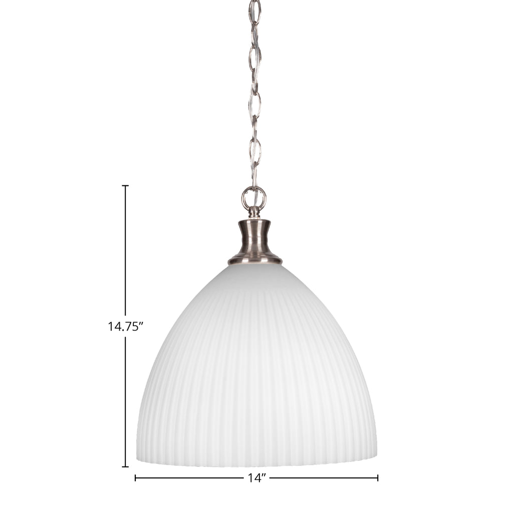 Juno One Light Pendant in Brushed Nickel with 14" Clear Bubble Shade