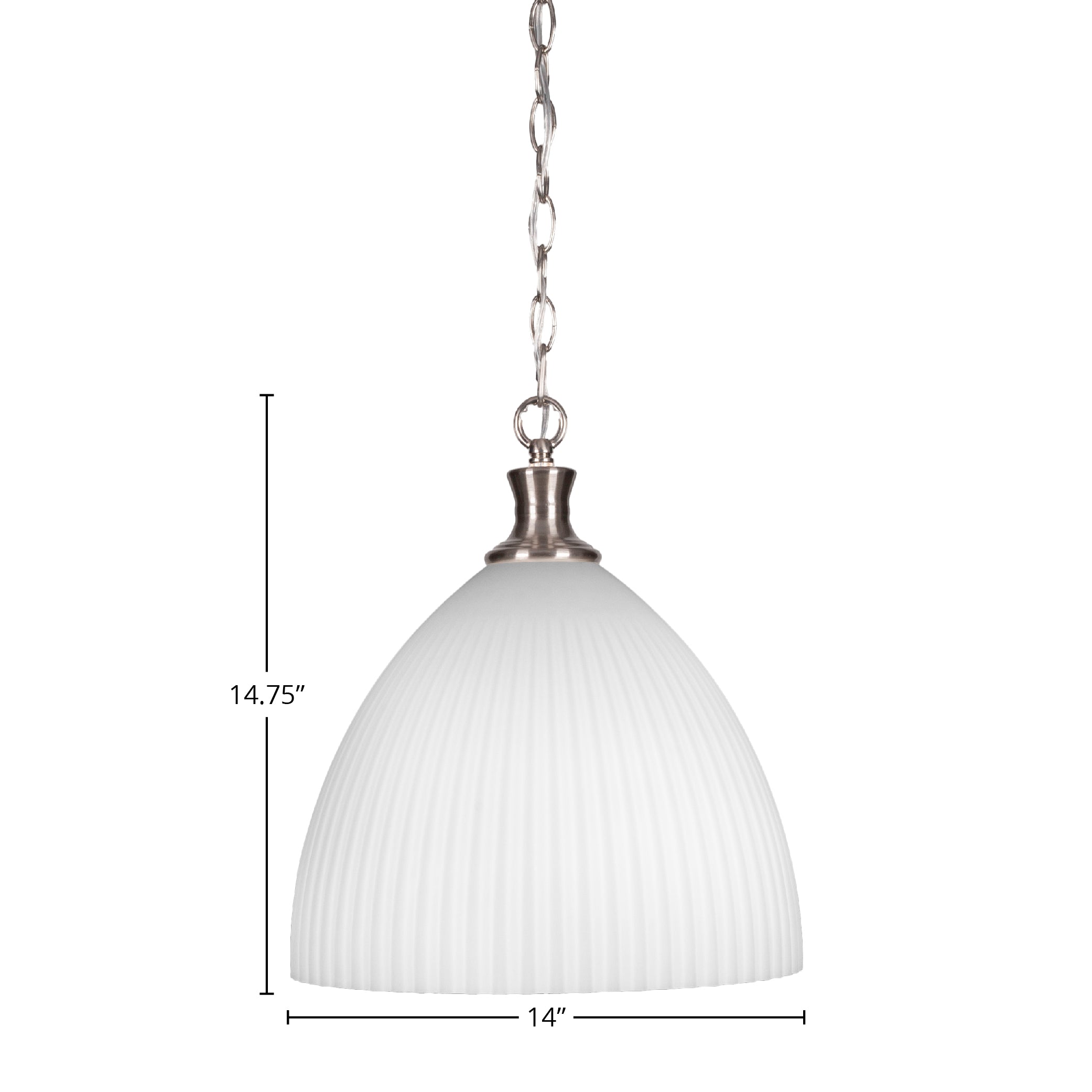 Juno One Light Pendant in Brushed Nickel with 14" Clear Bubble Shade