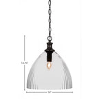 Juno One Light Pendant in Matte Black with 14" Clear Bubble Shade