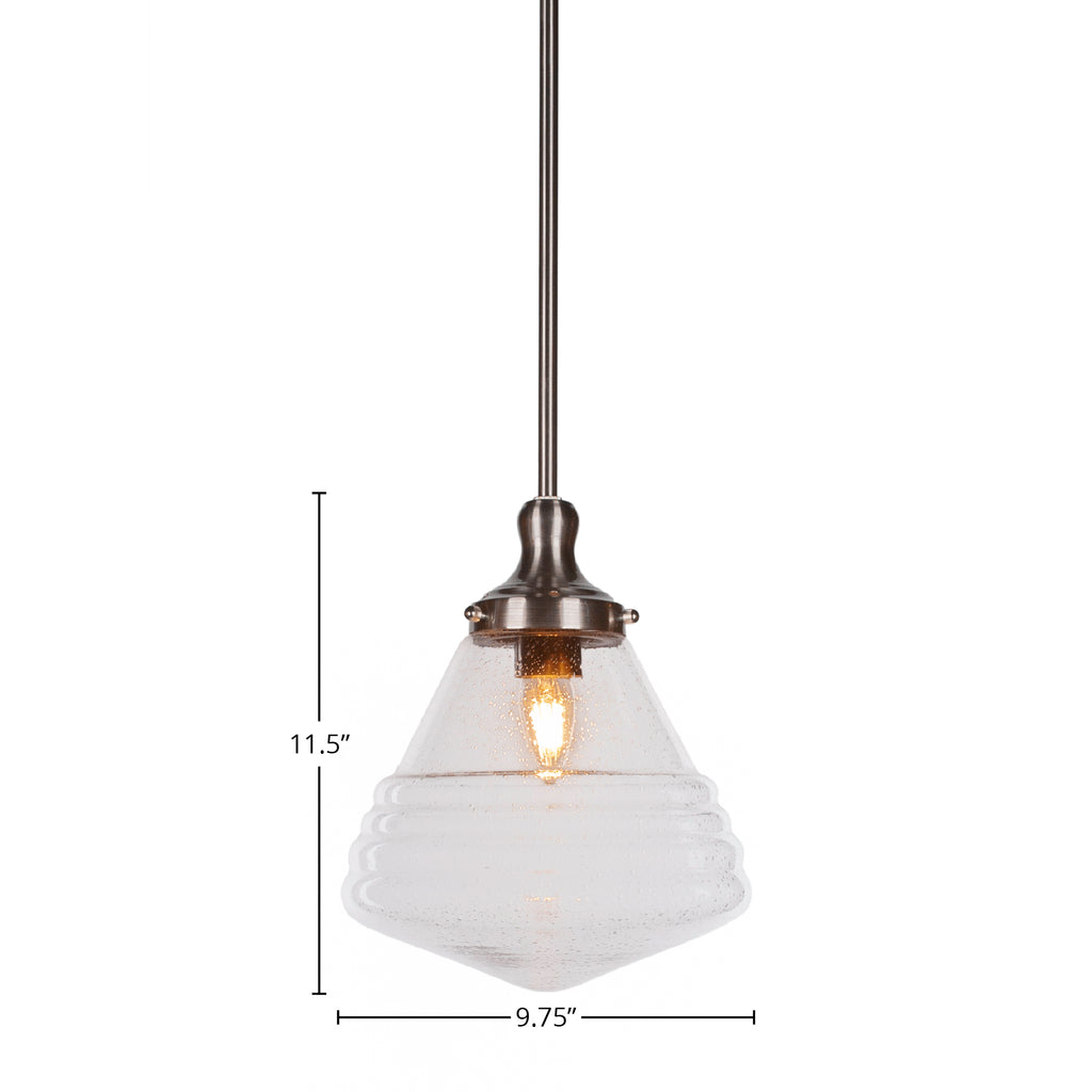 Juno One Light Pendant in Brushed Nickel with 10" Clear Bubble Shade