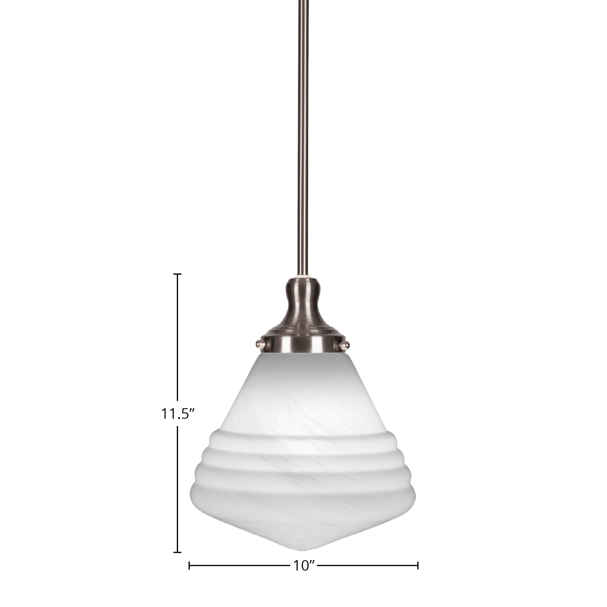 Juno One Light Pendant in Brushed Nickel with 10" White Marble Shade
