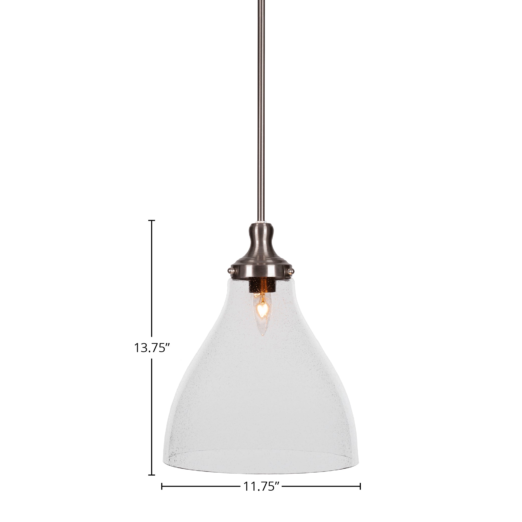 Juno One Light Pendant in Brushed Nickel with 11.75" Clear Bubble Shade