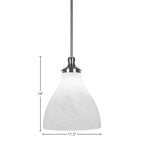 Juno One Light Pendant in Brushed Nickel with 11.75" White Marble Shade