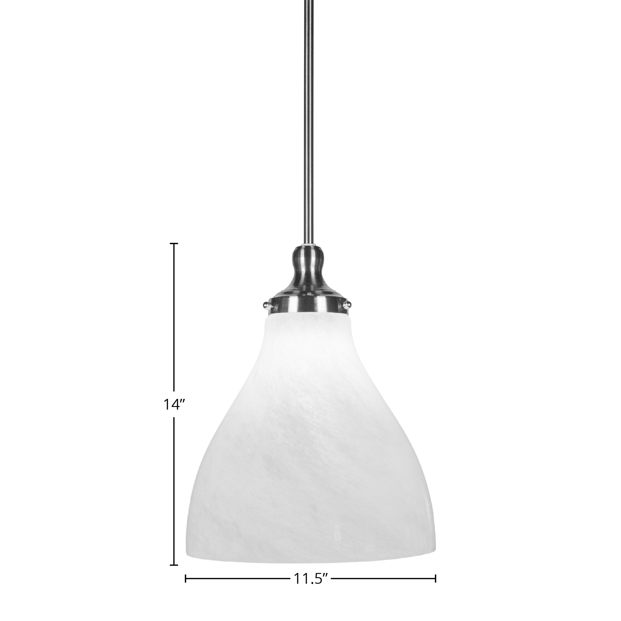 Juno One Light Pendant in Brushed Nickel with 11.75" White Marble Shade