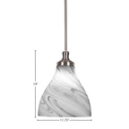 Juno One Light Pendant in Brushed Nickel with 11.75" Onyx Swirl Shade