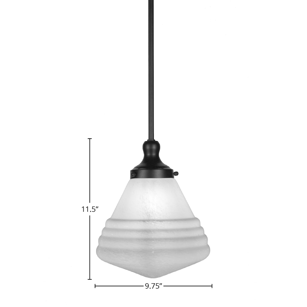Juno One Light Pendant in Matte Black with 10" White Marble Shade
