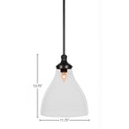 Juno One Light Pendant in Matte Black with 11.75" Clear Bubble Shade