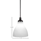 Juno One Light Pendant in Matte Black with 11.75" White Marble Shade