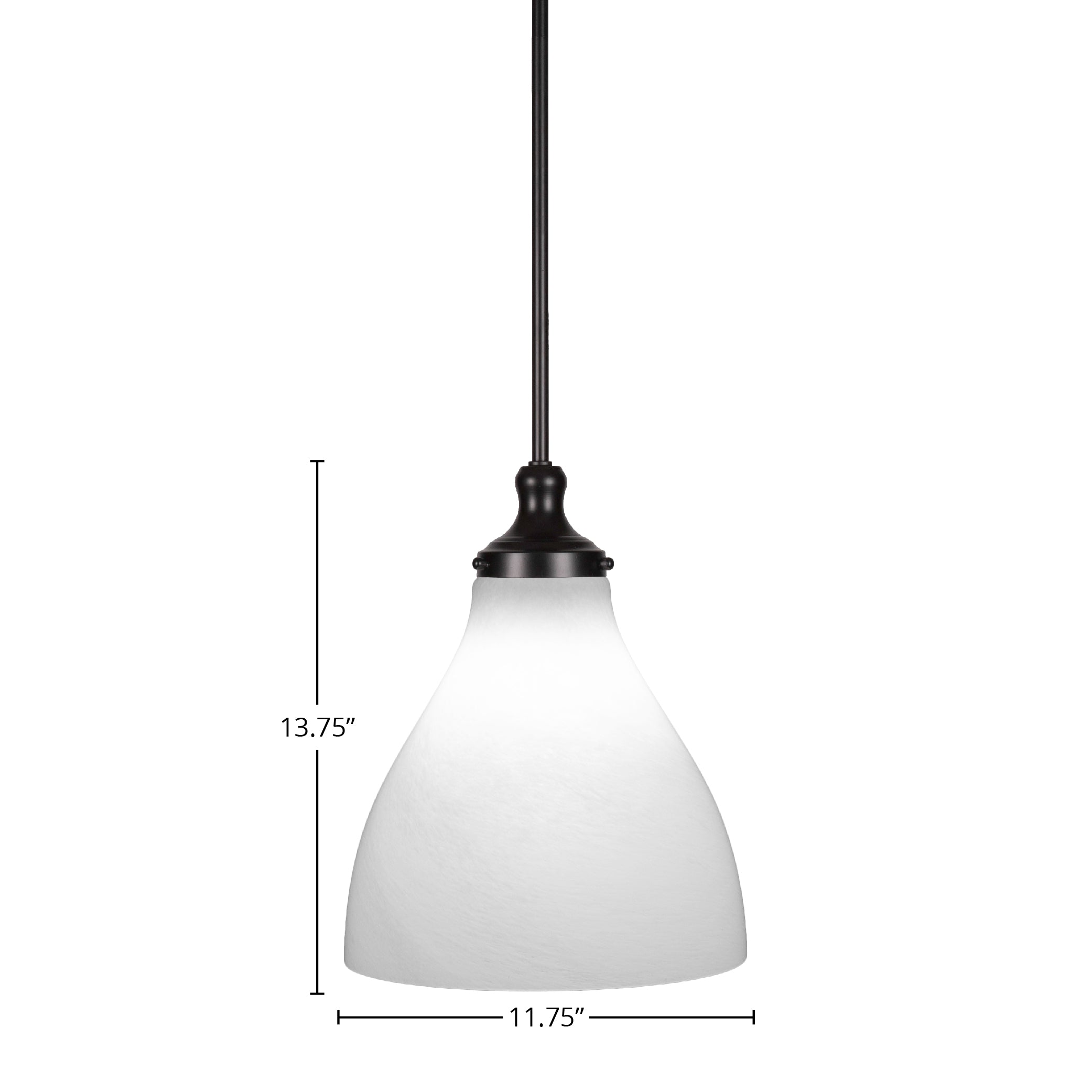 Juno One Light Pendant in Matte Black with 11.75" White Marble Shade