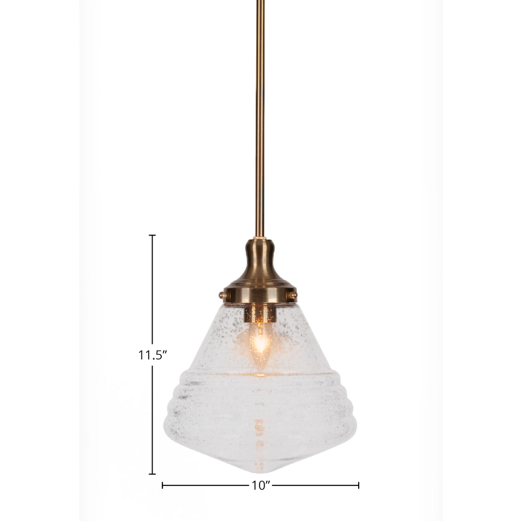 Juno One Light Pendant in New Age Brass with 10" Clear Bubble Shade