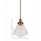 Juno One Light Pendant in New Age Brass with 10" Clear Bubble Shade