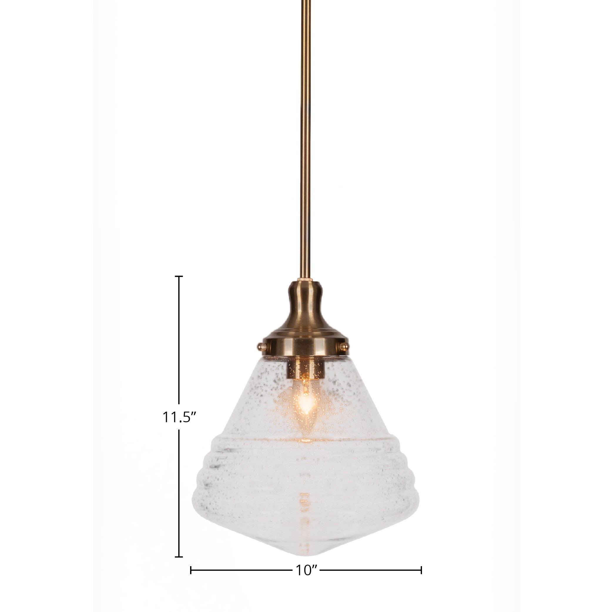 Juno One Light Pendant in New Age Brass with 10" Clear Bubble Shade