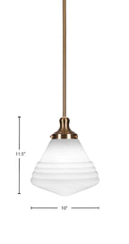 Juno One Light Pendant in New Age Brass with 10" White Marble Shade