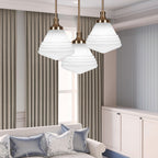 Juno One Light Pendant in New Age Brass with 10" White Marble Shade