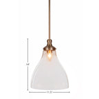 Juno One Light Pendant in New Age Brass with 11.75" Clear Bubble Shade