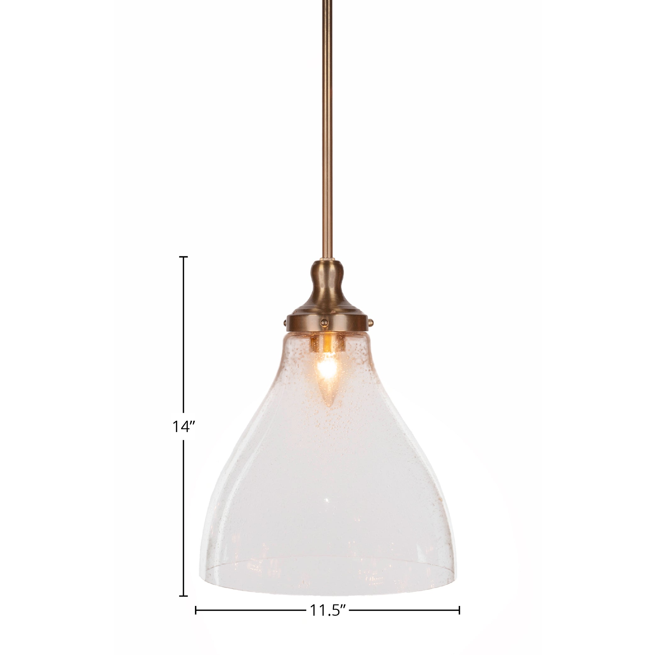 Juno One Light Pendant in New Age Brass with 11.75" Clear Bubble Shade