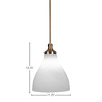 Juno One Light Pendant in New Age Brass with 11.75" White Marble Shade