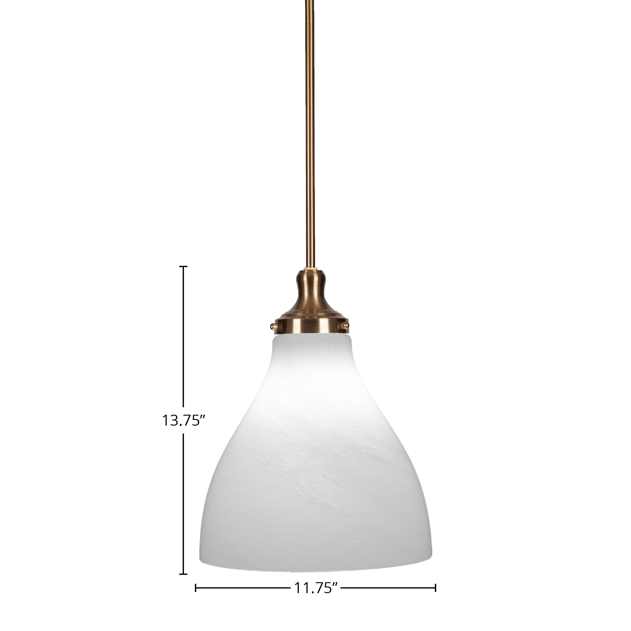 Juno One Light Pendant in New Age Brass with 11.75" White Marble Shade