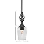 Eleganté One Light Mini Pendant in Matte Black with 5" Clear Bubble Shade