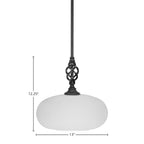 Eleganté One Light Mini Pendant in Matte Black with 13" White Muslin Shade