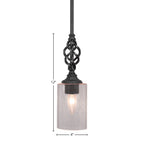 Eleganté One Light Mini Pendant in Matte Black with 4" Clear Bubble Shade